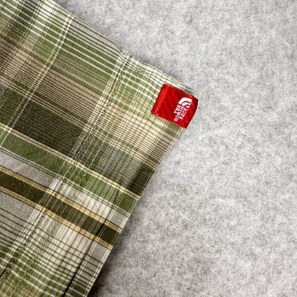 The North Face Pearl Snap Shirt Mens XL Green White Plaid Short Sleeve Cotton - Picture 4 of 8
